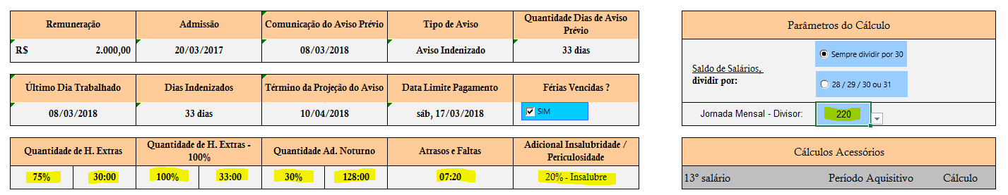 Cálculo de Verbas Rescisórias - CALTRAB - Cálculos 